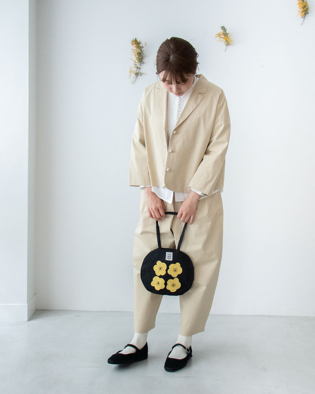 pot and tea シルクネップテーパードパンツ［期間限定販売］