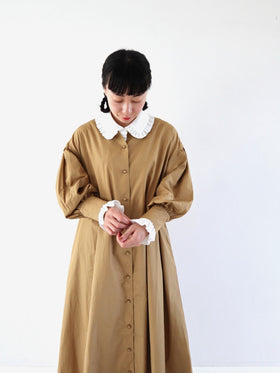 pot and tea パフ袖前あきワンピース［期間限定販売］