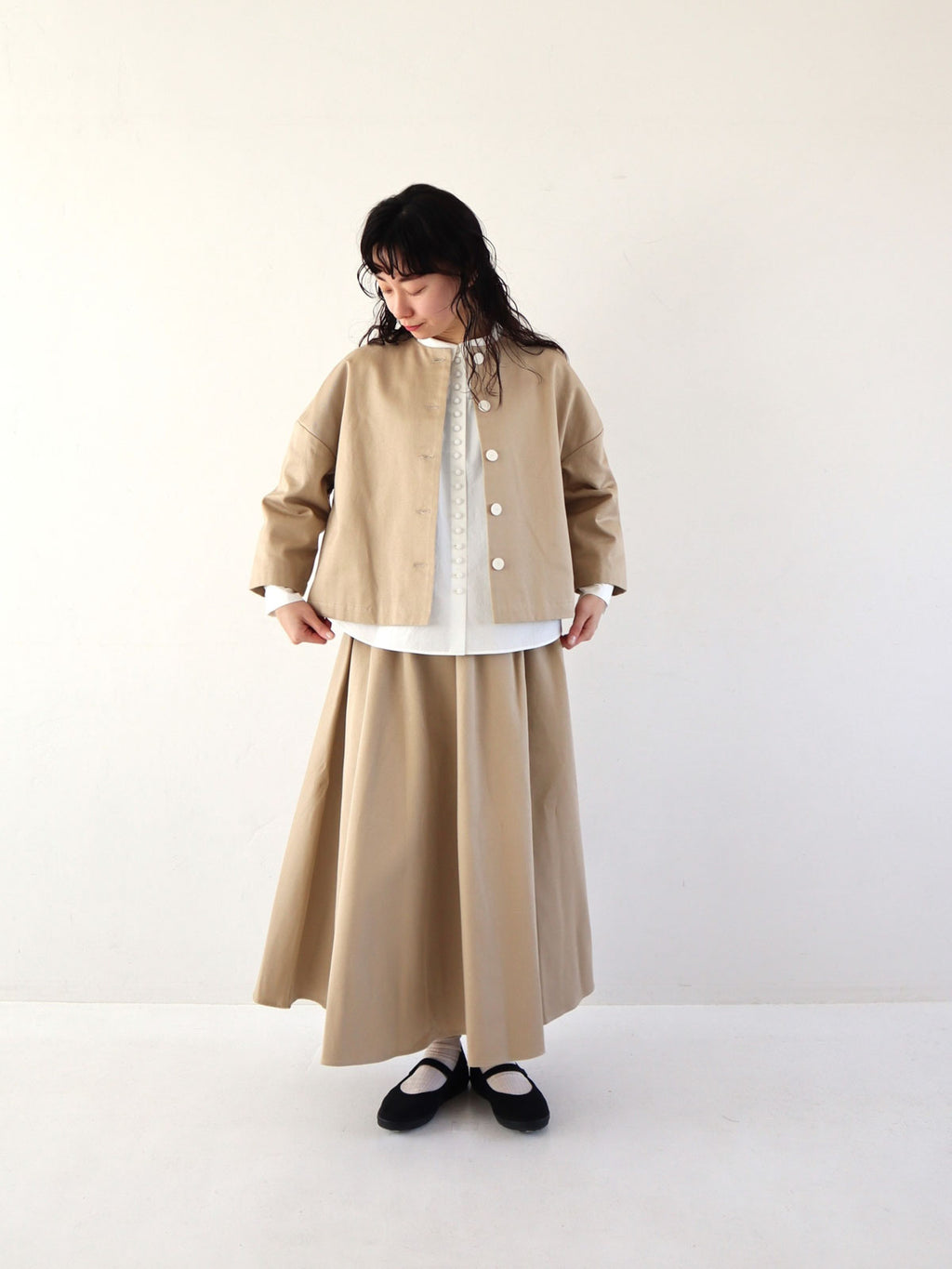 pot and tea チノクロスたっぷりフレアスカート［期間限定販売］