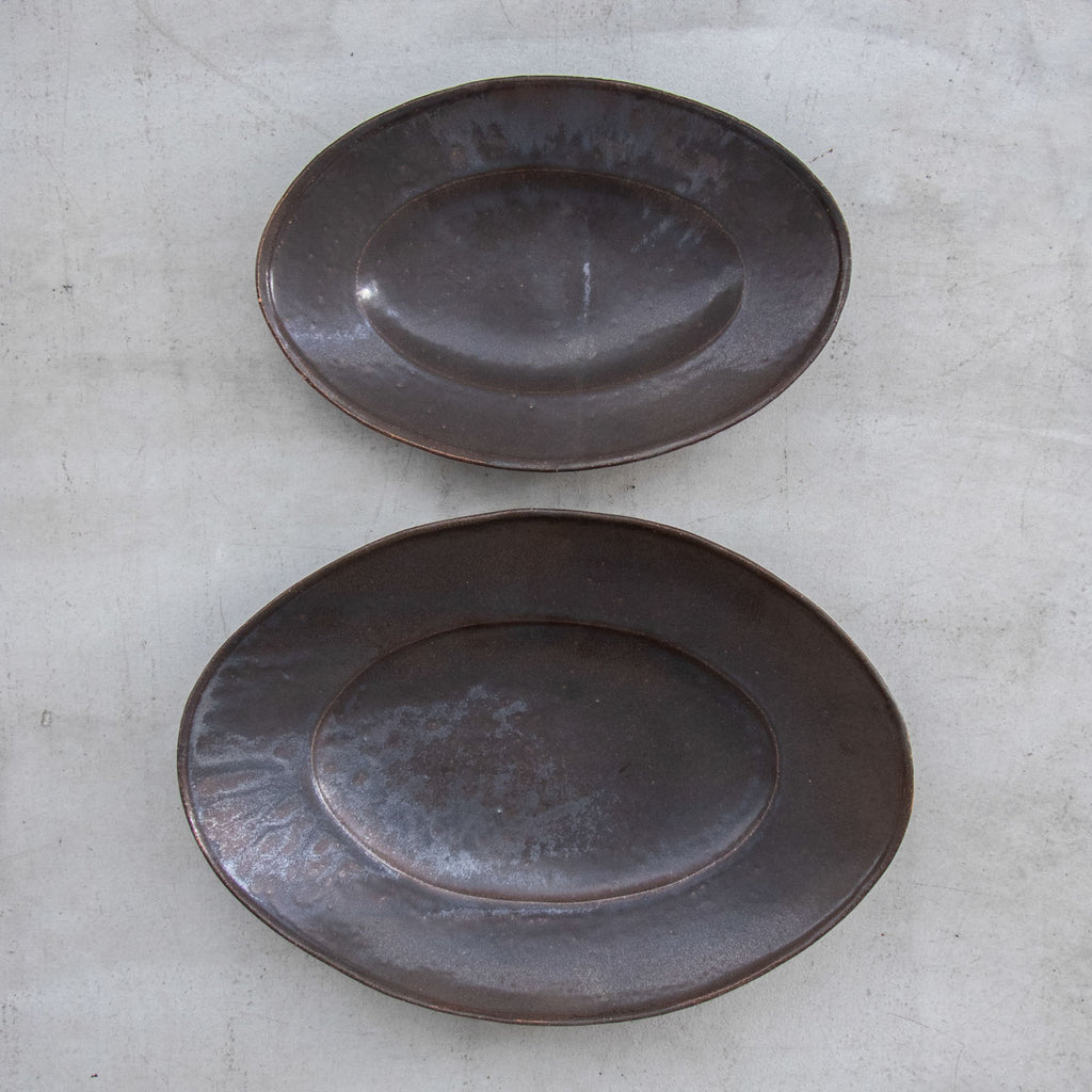 林拓児 黒釉 楕円皿［期間限定販売］