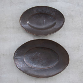 林拓児 黒釉 楕円皿［期間限定販売］