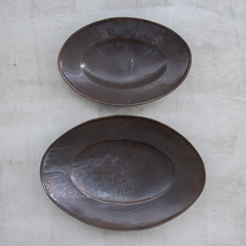 林拓児 黒釉 楕円皿［期間限定販売］