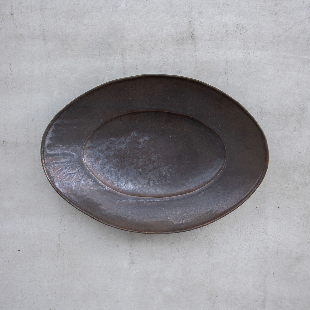 林拓児 黒釉 楕円皿［期間限定販売］
