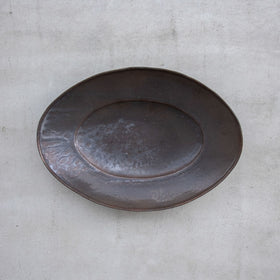 林拓児 黒釉 楕円皿［期間限定販売］