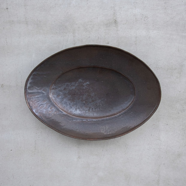 林拓児 黒釉 楕円皿［期間限定販売］