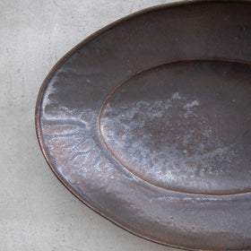 林拓児 黒釉 楕円皿［期間限定販売］
