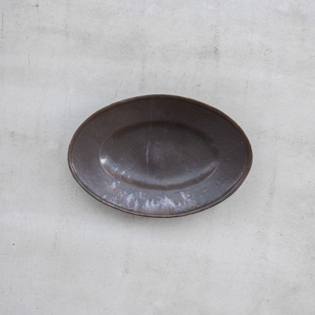 林拓児 黒釉 楕円皿［期間限定販売］