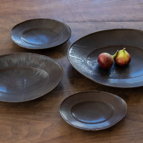林拓児 黒釉 楕円皿［期間限定販売］