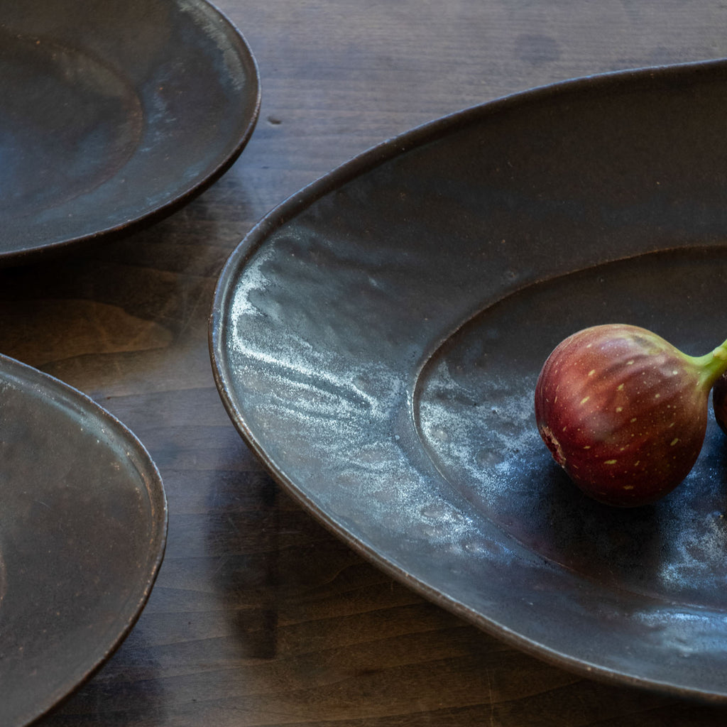 林拓児 黒釉 楕円皿［期間限定販売］