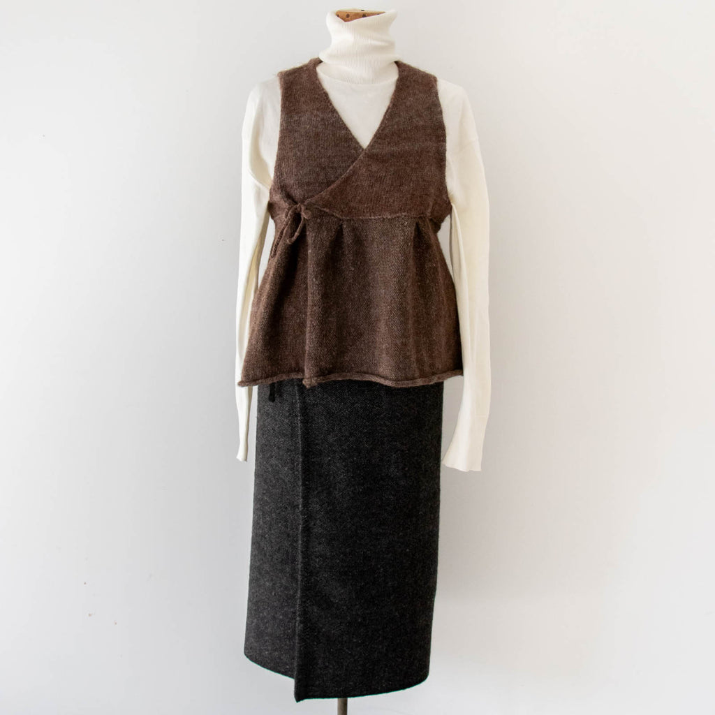 PUENTE プエンテ　手織り巻きスカート　ロング丈83cm PUENTE Rueca 手紡ぎアルパカ手織り巻きスカート［期間限定販売