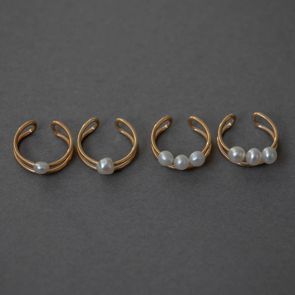神保真珠商店 3珠イヤカフ VINTAGE 無核（K10）［期間限定販売］
