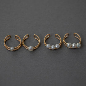 神保真珠商店 3珠イヤカフ VINTAGE 無核（K10）［期間限定販売］