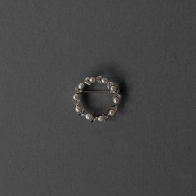 神保真珠商店 ブローチ サークル葉付き VINTAGE 無核（SILVER）［期間限定販売］