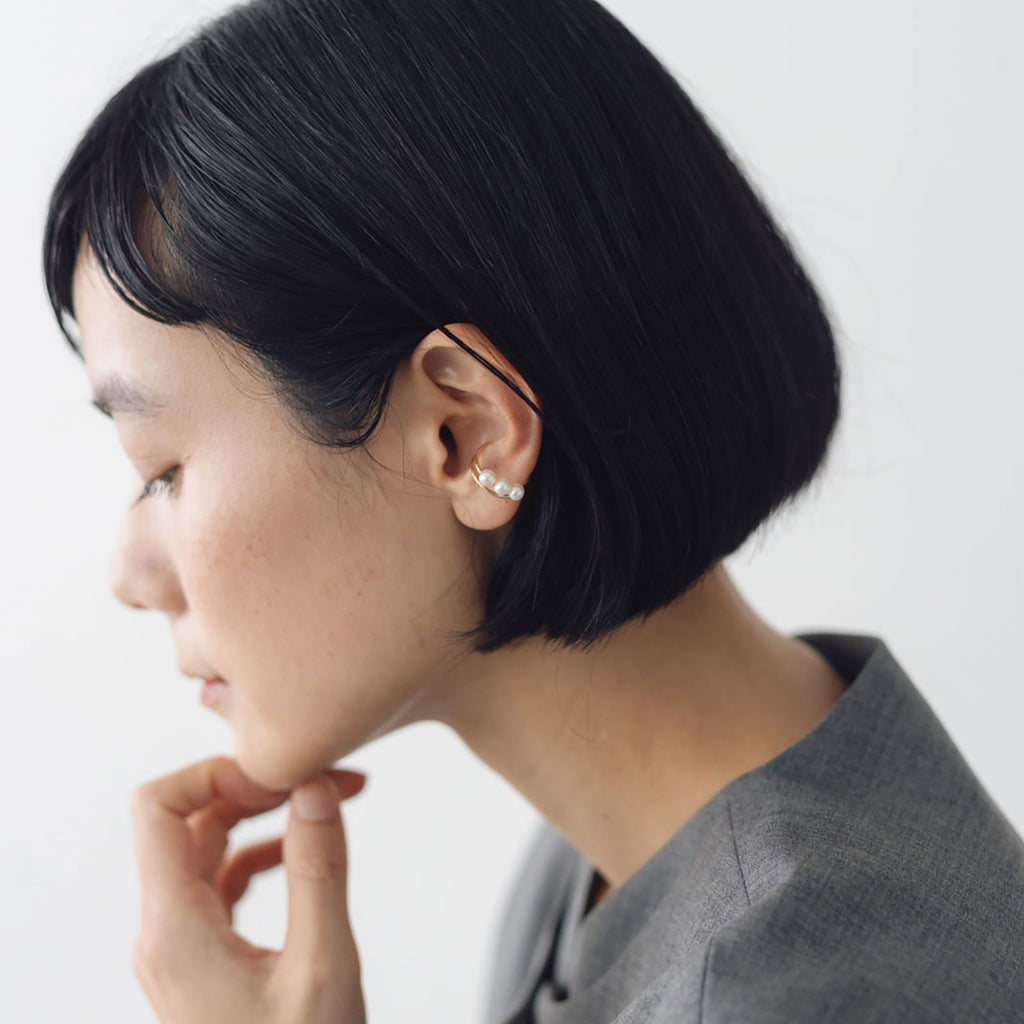 神保真珠商店 3珠イヤカフ VINTAGE 無核（K10）［期間限定販売］