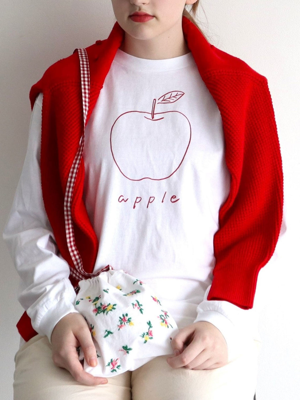 pot and tea アップル長袖Tシャツ［期間限定販売］