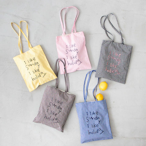 pot and tea チェック柄ハンド刺繍バッグ［一部期間限定販売］