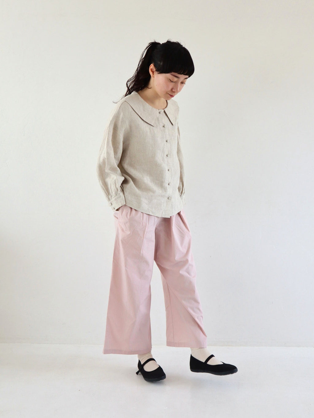 pot and tea ビッグカラーブラウス［一部期間限定販売］