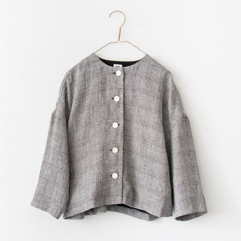 pot and tea シルク麻グレンチェックジャケット［期間限定販売］