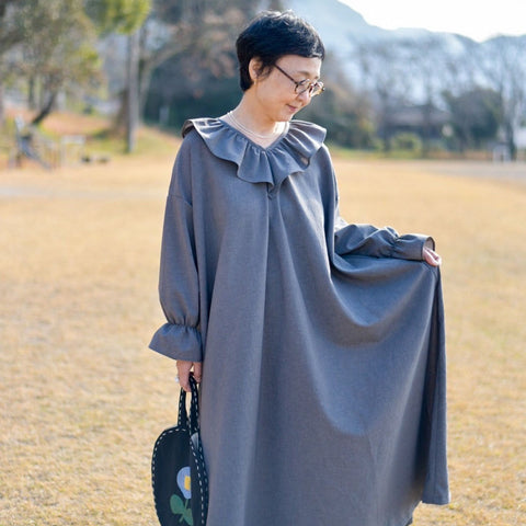pot and tea フォーマルVネックフリルワンピース［期間限定販売］