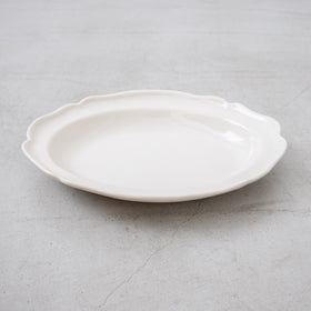 河合竜彦 白釉 オーバルレリーフ深皿