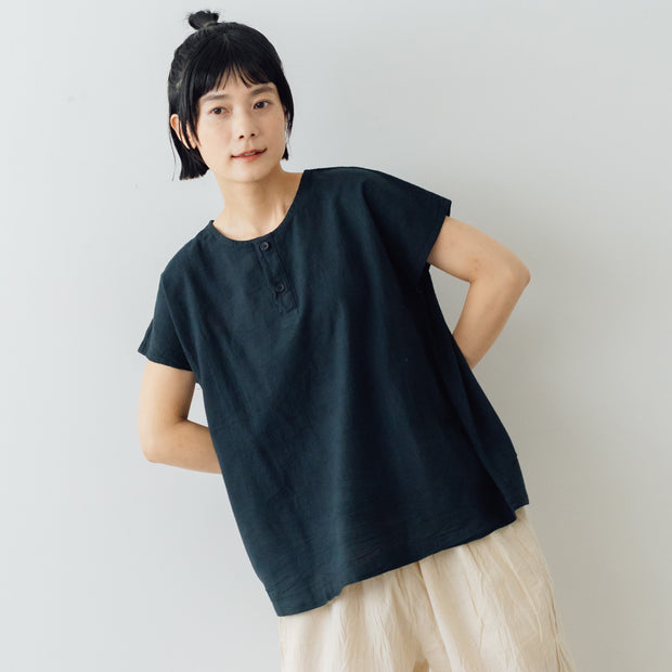 ヂェン先生の日常着 ヘンリーネック フレンチトップス