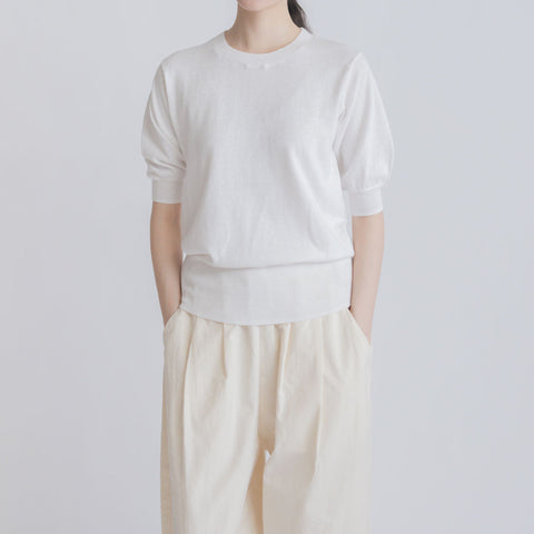 【SALE】 「くらすことの日常生活着」UVウォッシャブル5分袖ニットプルオーバー