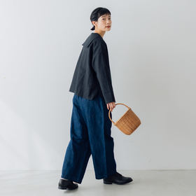 くらすこと ＋to コットンリネンデニムワイドパンツ