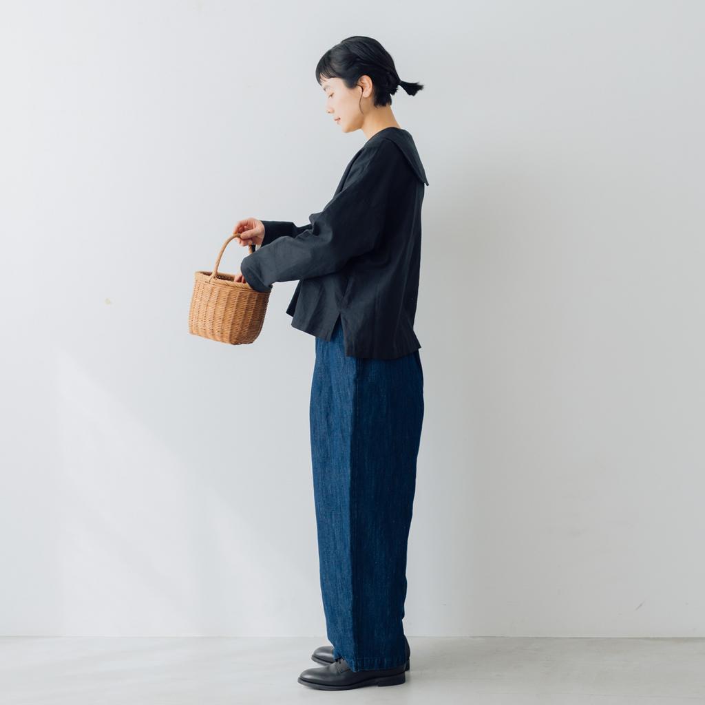 くらすこと ＋to コットンリネンデニムワイドパンツ