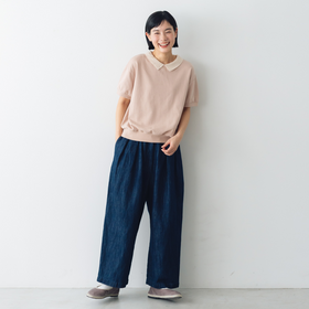 くらすこと ＋to コットンリネンデニムワイドパンツ