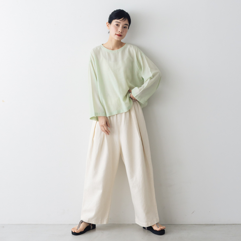 くらすこと ＋to コットンリネンデニムワイドパンツ