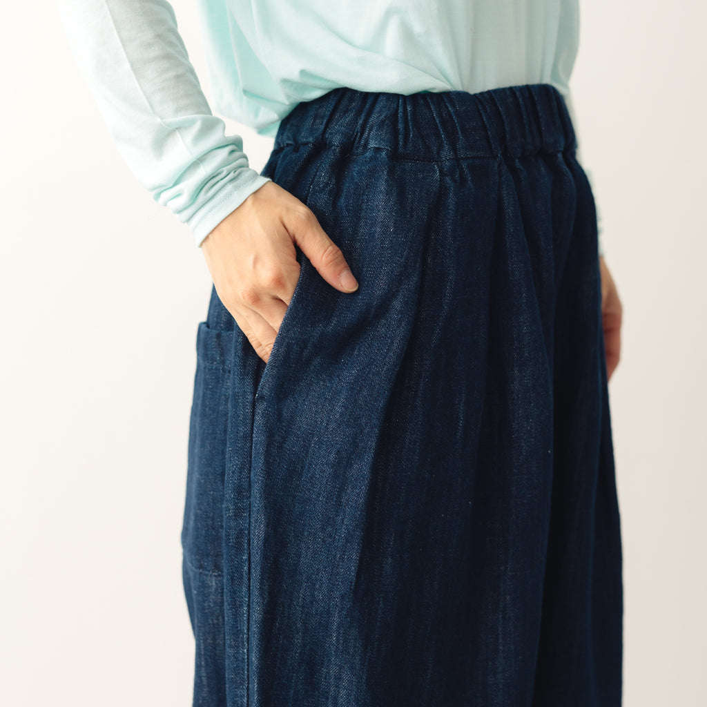 くらすこと ＋to コットンリネンデニムワイドパンツ