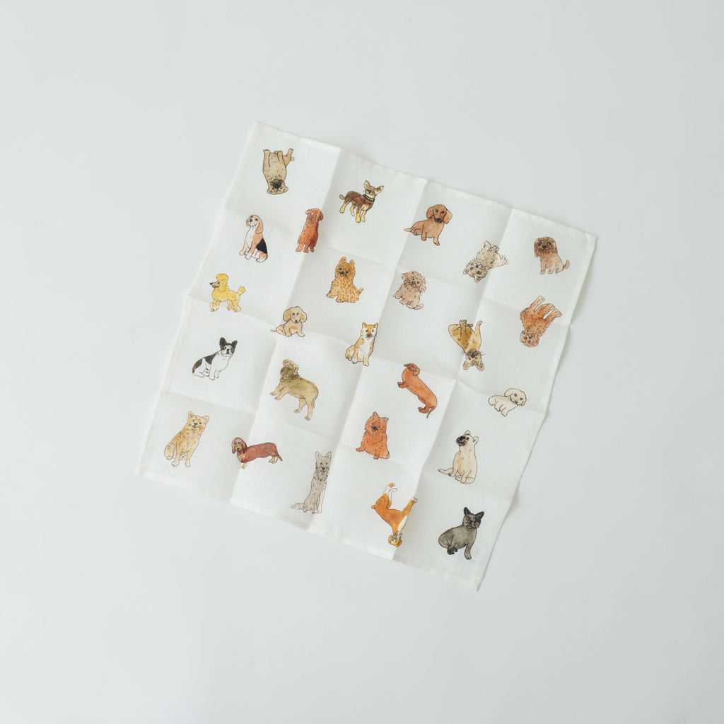 ロング　クッション　ハンティング　　鹿　鴨　イノシシ　うさぎ　犬　キツネ　刺繍 fog linen work isabelle boinot ハンカチ ｜くらすこと公式オンライン