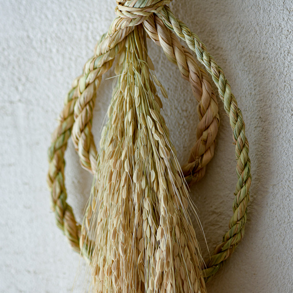 しめ飾り 宝珠赤米白穂