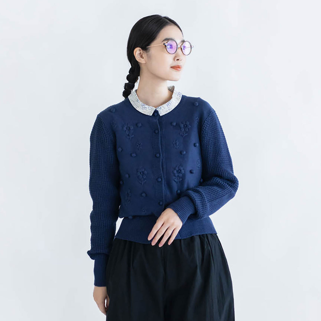 pot and tea ハンド刺繍綿カーディガン［一部期間限定販売］