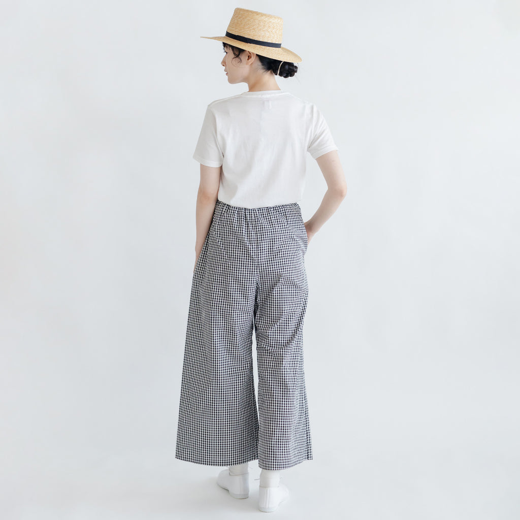 pot and tea チェック柄シンプルワイドパンツ
