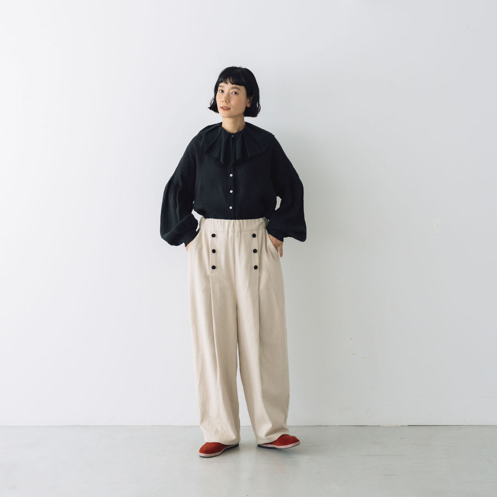 MAGALI ストライプリネン アンティークカラー ブラウス