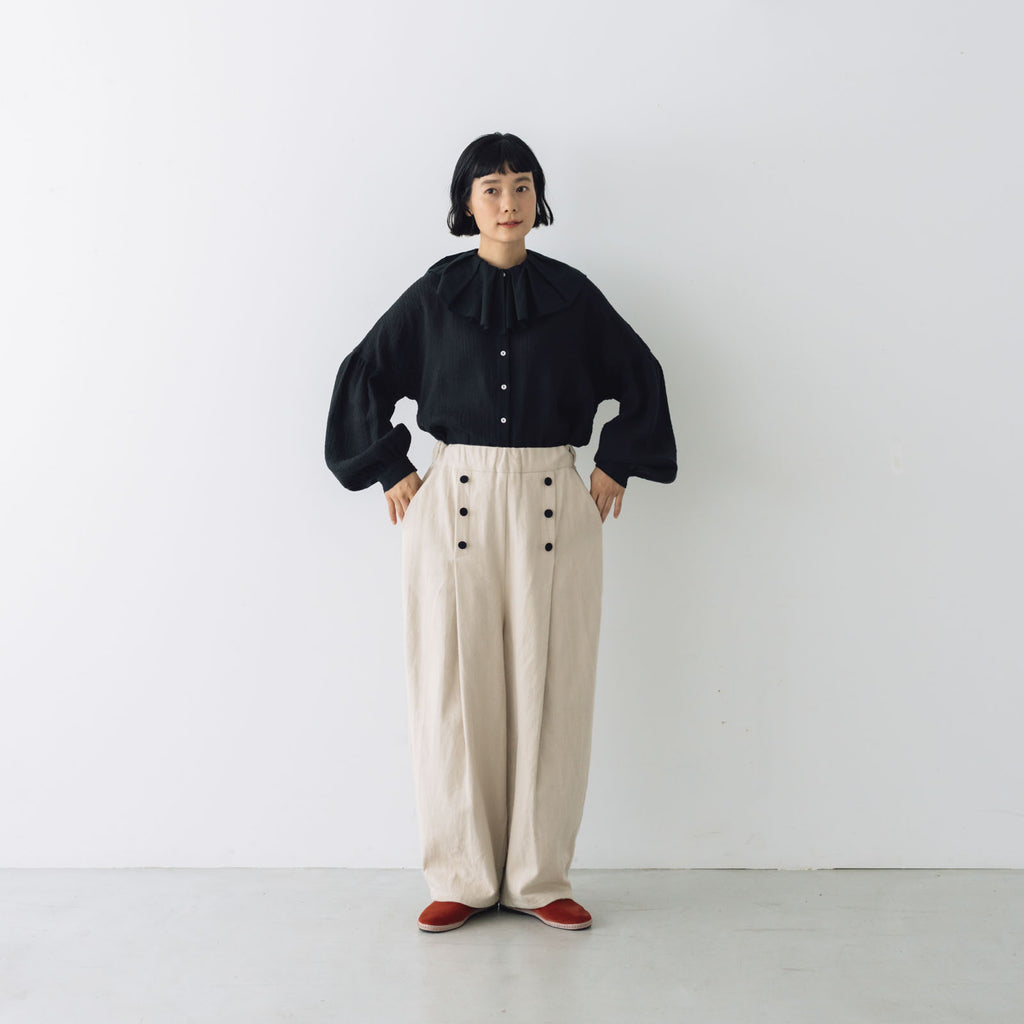 MAGALI ストライプリネン アンティークカラー ブラウス