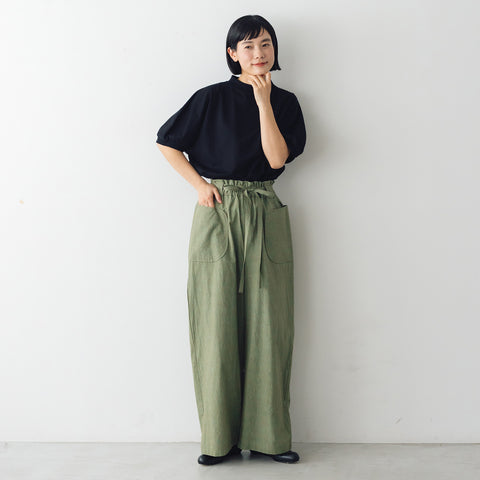 MAGALI コットンリネン ファナージュ ロングパンツ