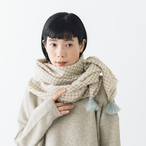 ROBE de PEAU ウールガーゼタッセルストール