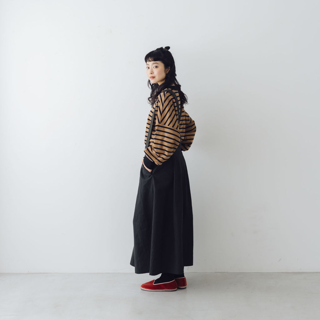 MAGALI キャンバスコットンリネン サスペンダースカート