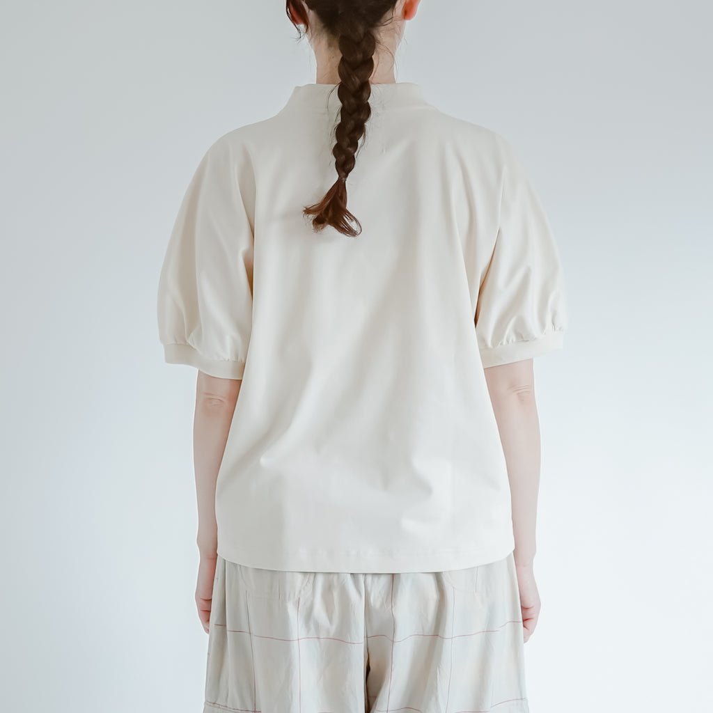 MAGALI 天竺コットン ギャザースリーブ カットソー