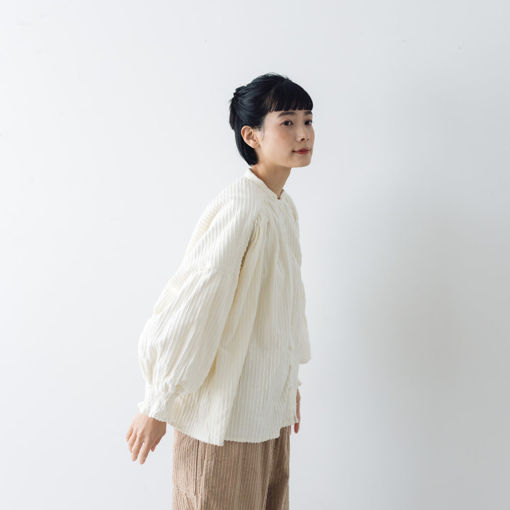 UNIVERSAL TISSU 親子コーデュロイ シャーリングブラウス