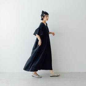 UNIVERSAL TISSU フレンチリネン フレアスリーブワンピース