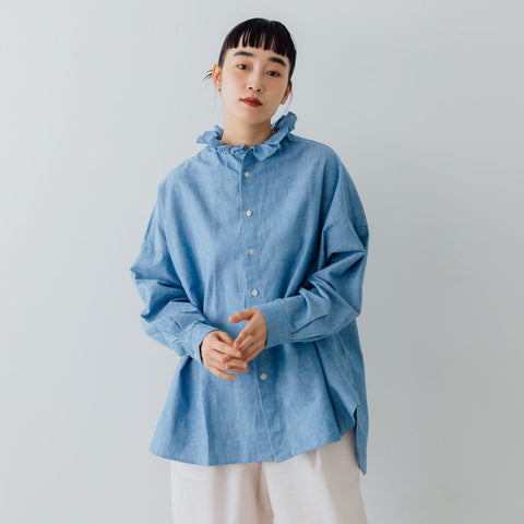 Yarmo ラッフルシャツ ダンガリー