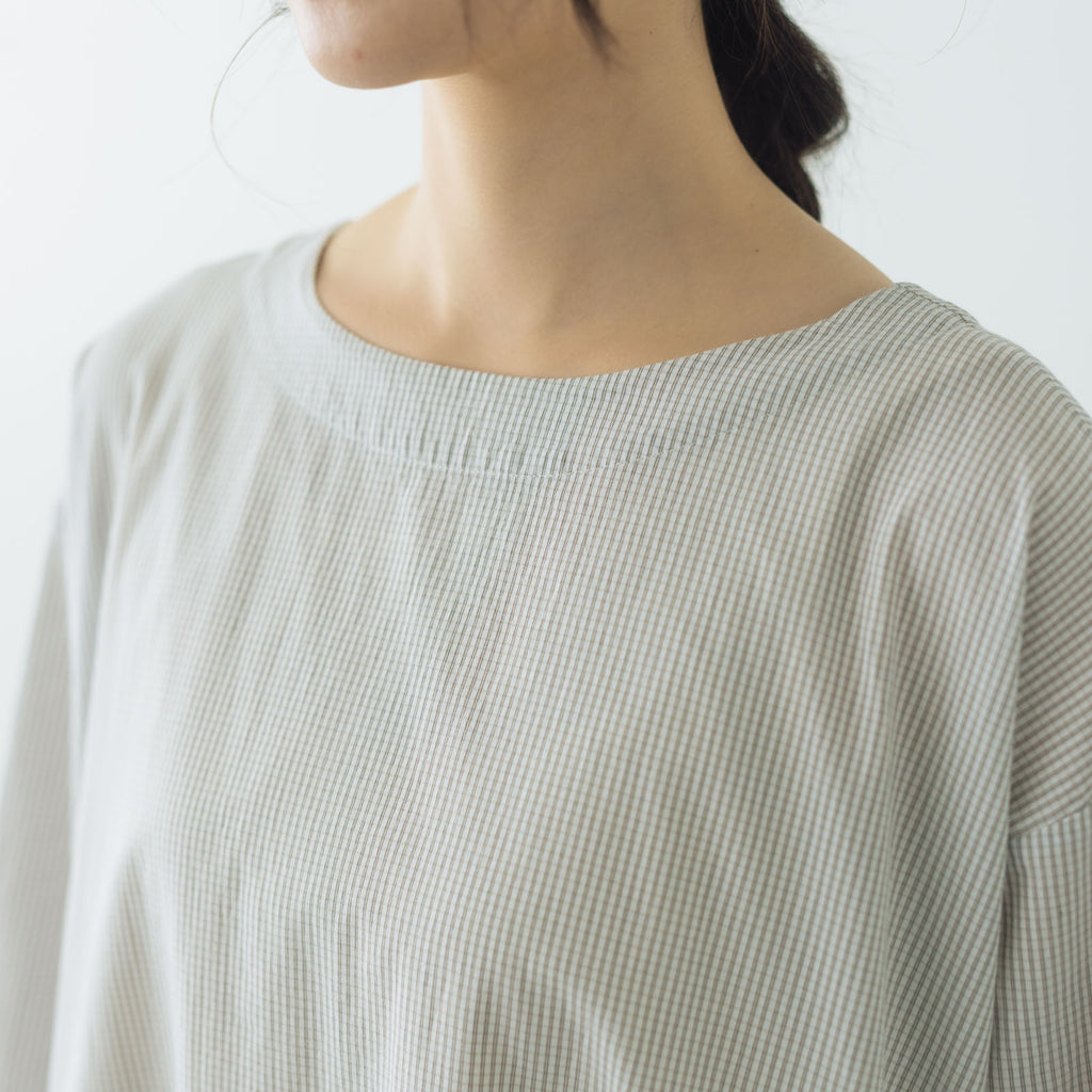 Yoli Check boatneck onepiece ベージュ［予約／7月中旬お届け予定］