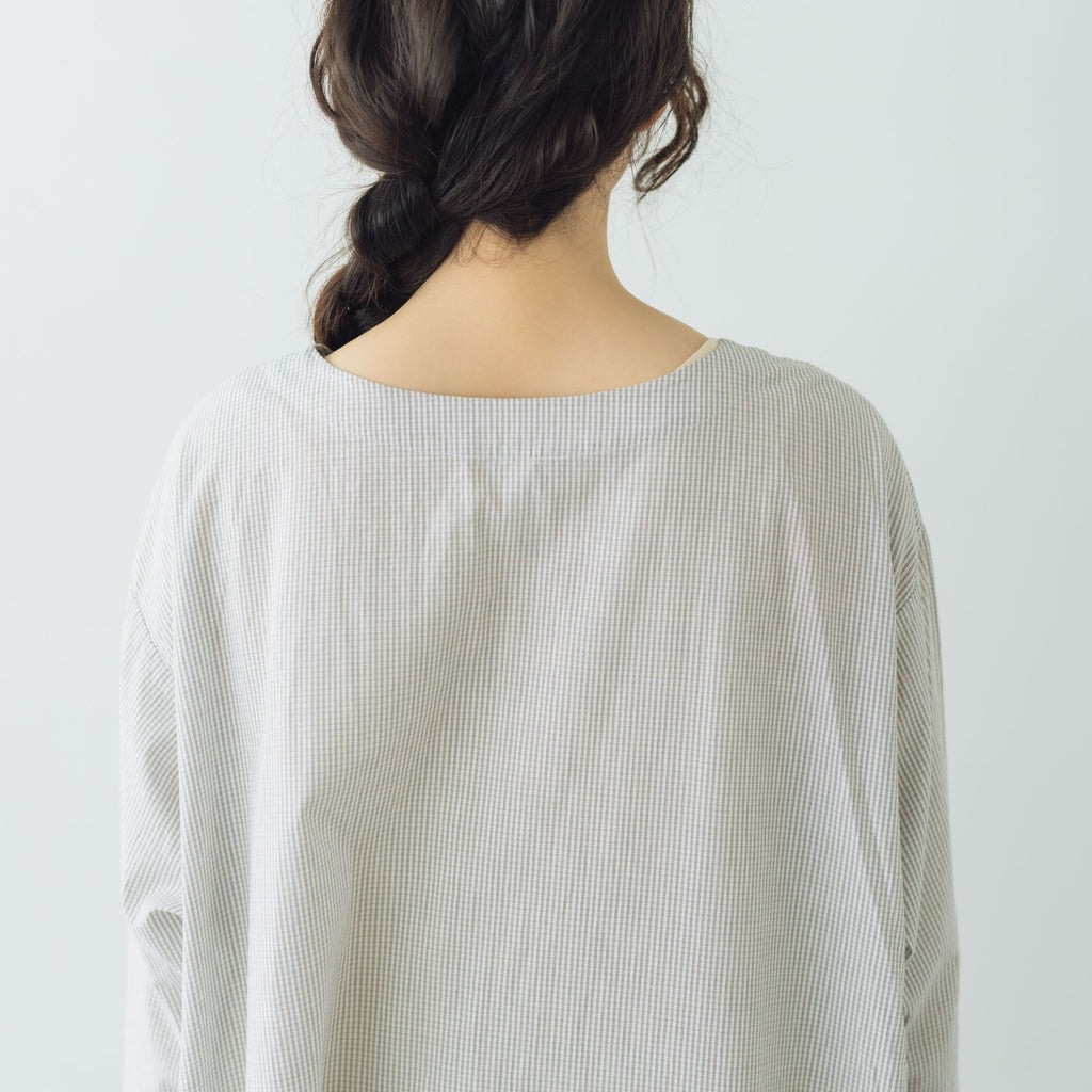 Yoli Check boatneck onepiece ベージュ［予約／7月中旬お届け予定］