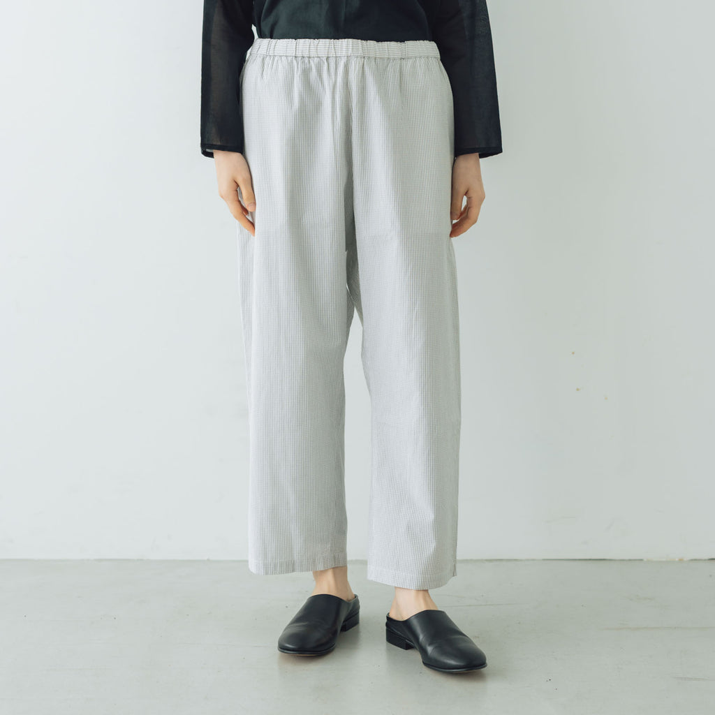 Yoli Check cotton easy pants ベージュ［予約／7月中旬お届け予定］