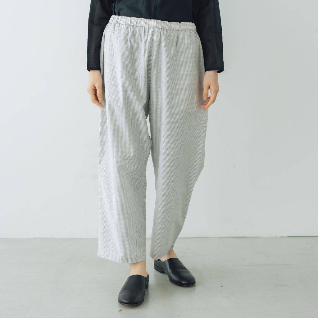 Yoli Check cotton easy pants ベージュ［予約／7月中旬お届け予定］