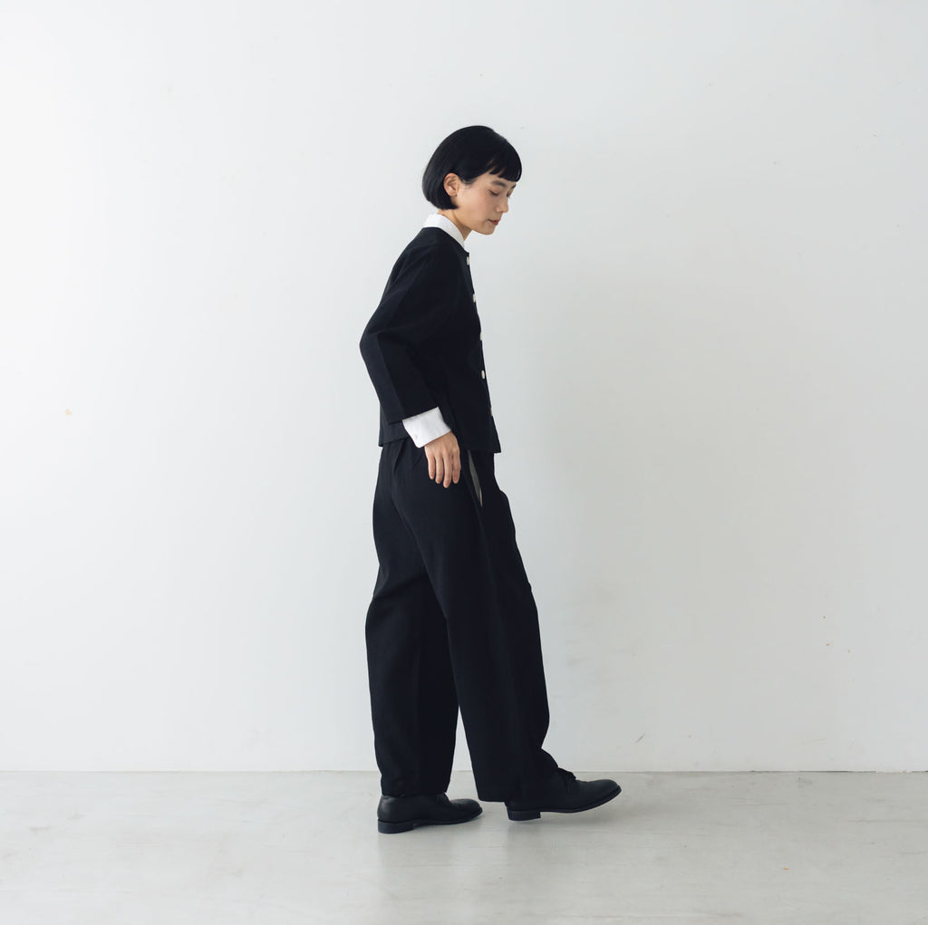 pot and tea 綿麻 ドロップショルダージャケット 黒