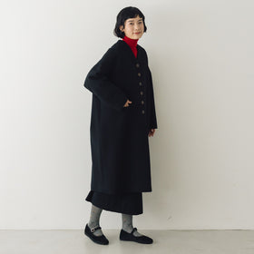 atelier naruse メルトンウールコクーンコート ブラック